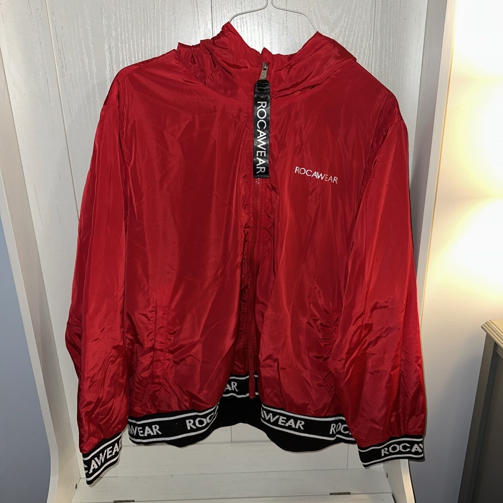 Rocawear Womens Jacket Coat 1X XL Red Fleece-lined Lightweight Bomber